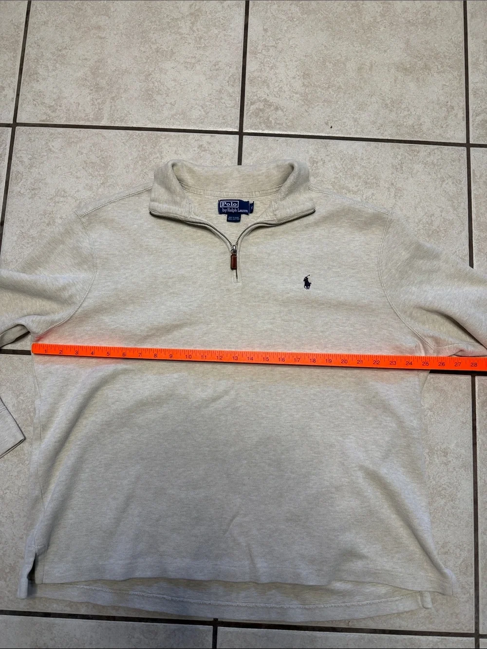 Polo Ralph Lauren XL Quarter Zip Sweatshirt Cream Oatmeal Cotton Pullover